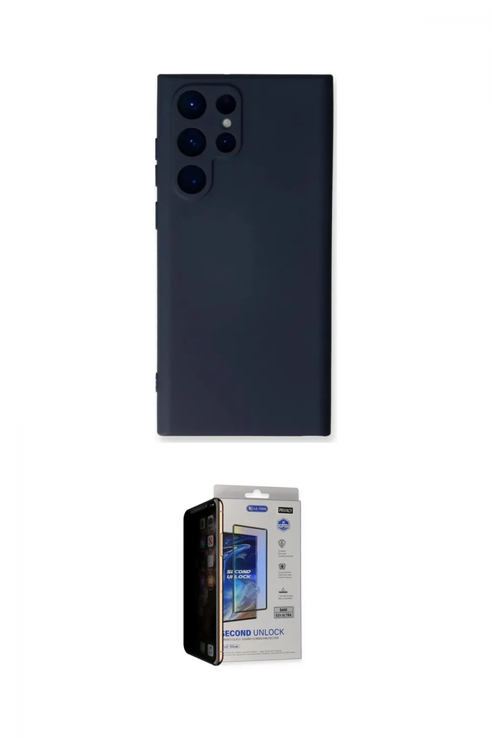 ieg™ Galaxy S23 Ultra Kılıf Ahenk Serisi - Siyah Durable Full Glue Curved Hayalet Cam