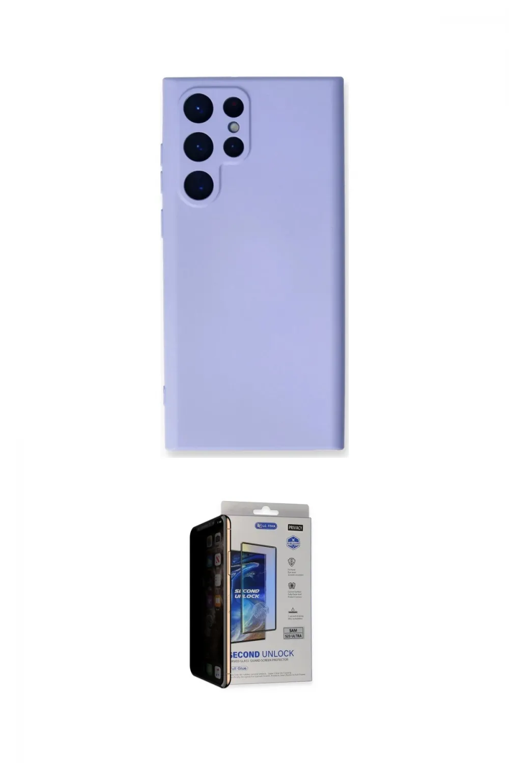 ieg™ Galaxy S23 Ultra Kılıf Ahenk Serisi - Siyah Durable Full Glue Curved Hayalet Cam