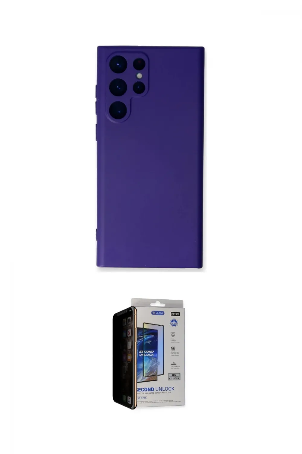 ieg™ Galaxy S23 Ultra Kılıf Ahenk Serisi - Siyah Durable Full Glue Curved Hayalet Cam