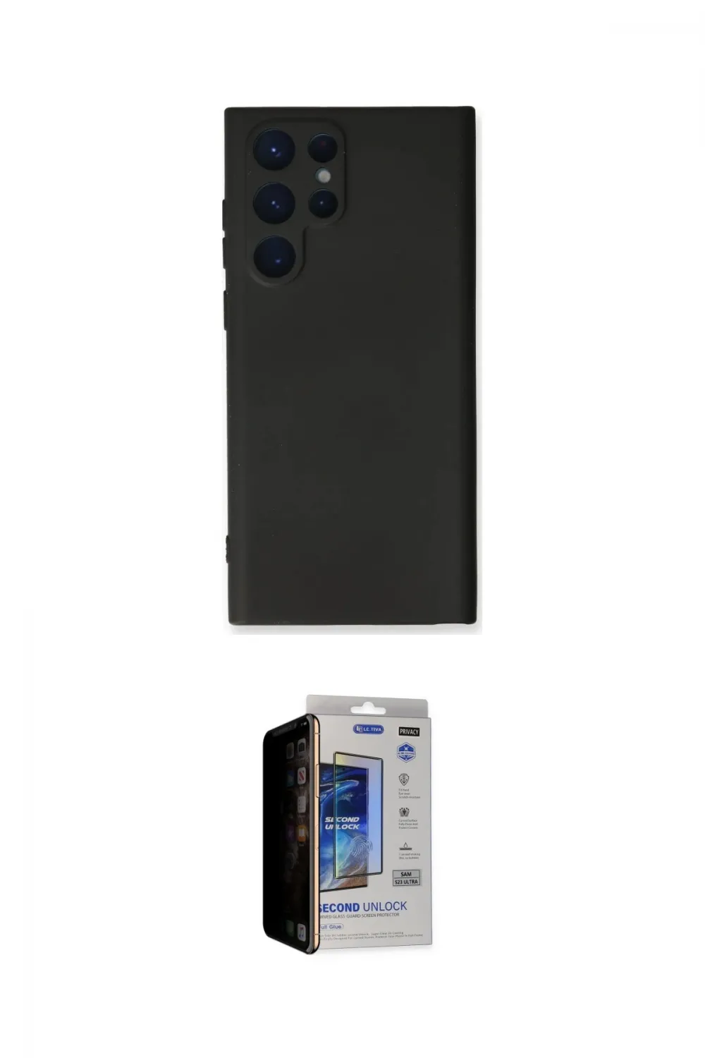 ieg™ Galaxy S23 Ultra Kılıf Ahenk Serisi - Siyah Durable Full Glue Curved Hayalet Cam