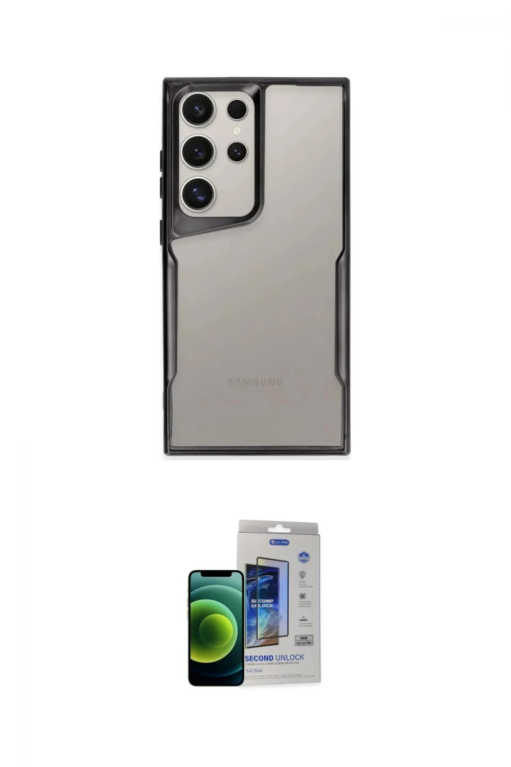 ieg™ Galaxy S23 Ultra Kılıf Akış Çizgi Koleksiyonu - Siyah Durable Full Glue Curved Cam