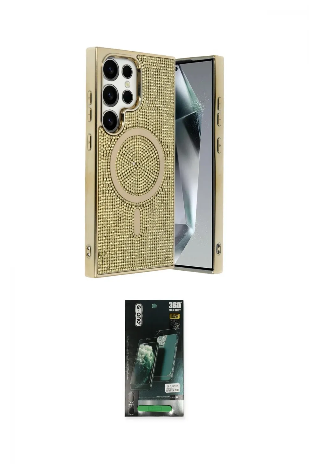 ieg™ Galaxy S23 Ultra Kılıf Eksen Çizgi - Şeffaf 360 Full Body Arka Koruyucu