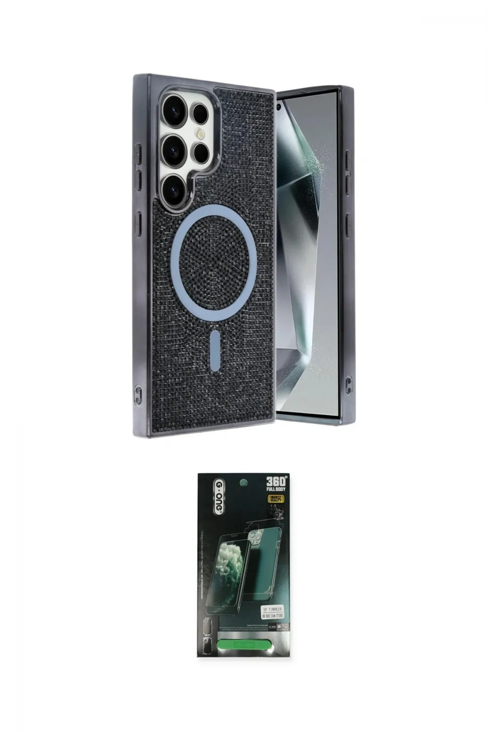 ieg™ Galaxy S23 Ultra Kılıf Eksen Çizgi - Şeffaf 360 Full Body Arka Koruyucu