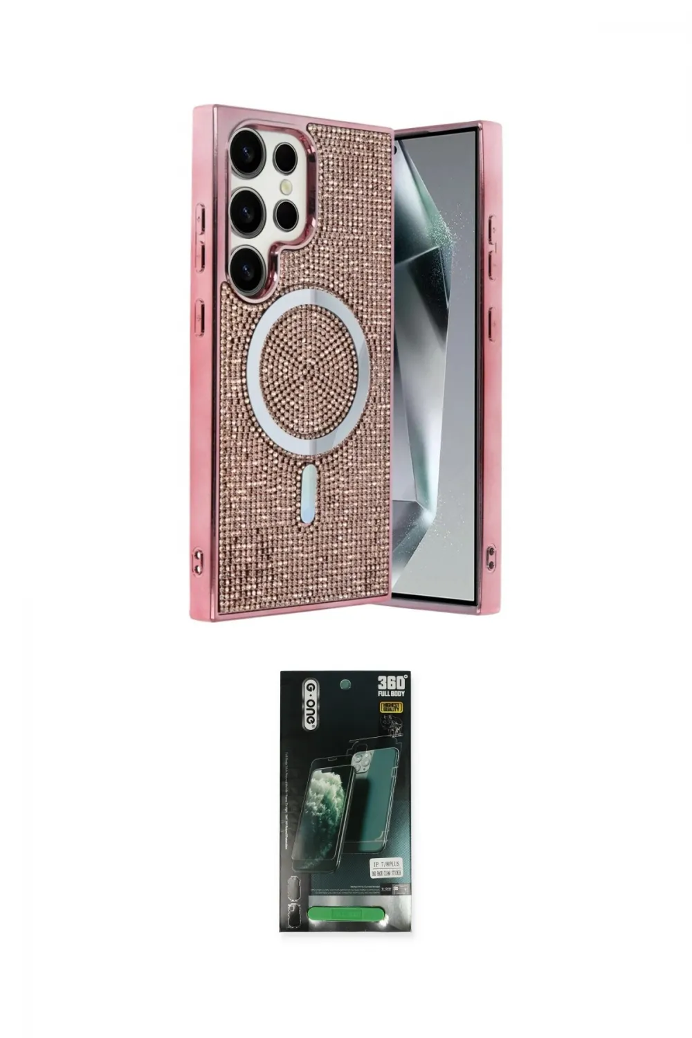 ieg™ Galaxy S23 Ultra Kılıf Eksen Çizgi - Siyah 360 Mat Full Body Arka Koruyucu