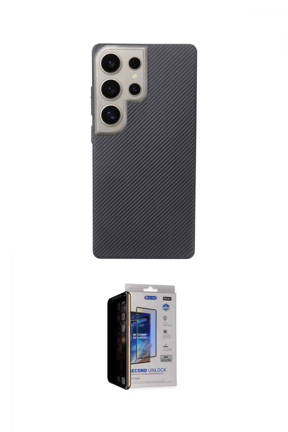 ieg™ Galaxy S23 Ultra Kılıf Eksen Prime - Siyah Durable Full Glue Curved Hayalet Cam