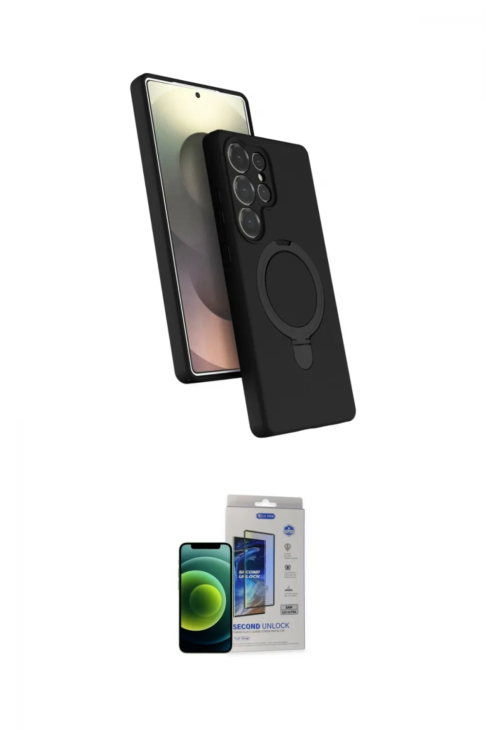 ieg™ Galaxy S23 Ultra Kılıf İz Işık Koleksiyonu - Siyah Durable Full Glue Curved Cam
