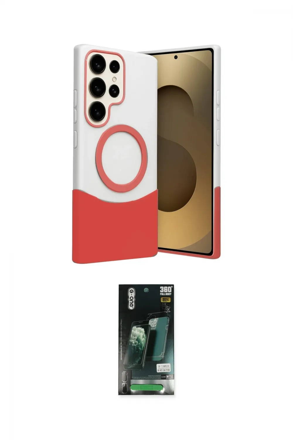 ieg™ Galaxy S23 Ultra Kılıf Kozmos Form Özel Seri - Şeffaf 360 Full Body Arka Koruyucu