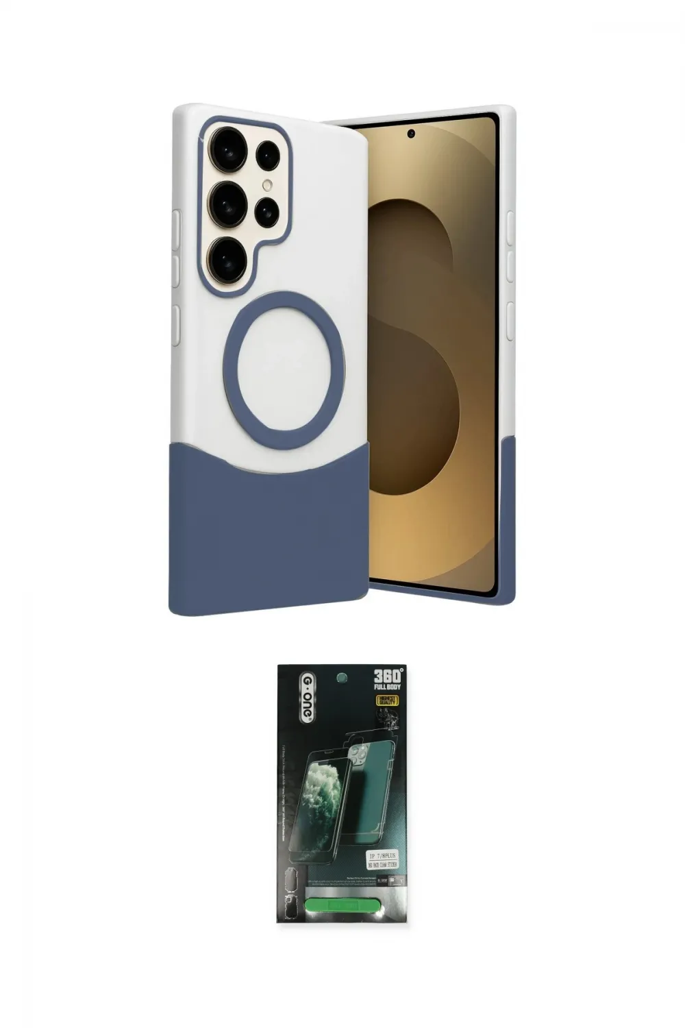 ieg™ Galaxy S23 Ultra Kılıf Kozmos Form Özel Seri - Şeffaf 360 Full Body Arka Koruyucu