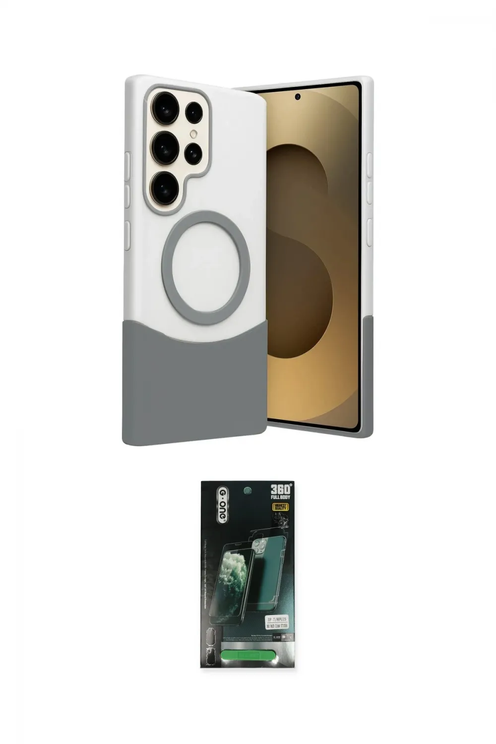 ieg™ Galaxy S23 Ultra Kılıf Kozmos Form Özel Seri - Şeffaf 360 Full Body Arka Koruyucu