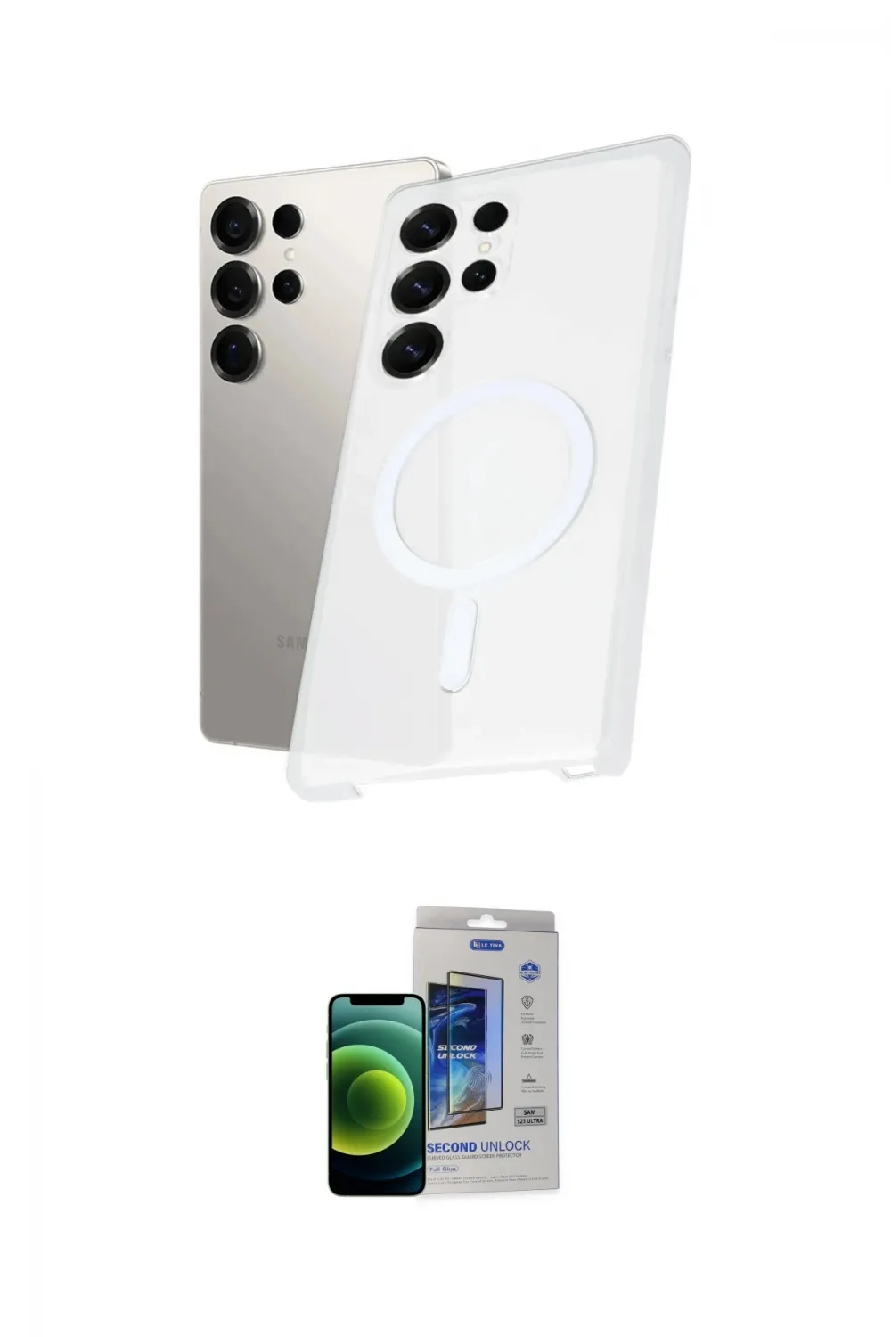 ieg™ Galaxy S23 Ultra Kılıf Kutup Minimal - Siyah Durable Full Glue Curved Cam