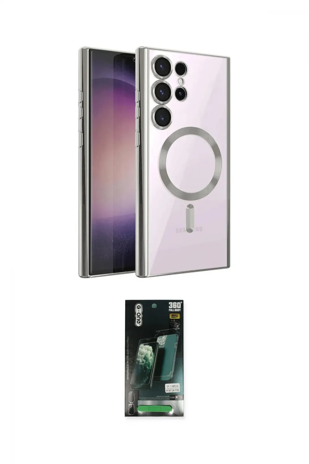 ieg™ Galaxy S23 Ultra Kılıf Nova Işık Özel Seri - Siyah 360 Mat Full Body Arka Koruyucu