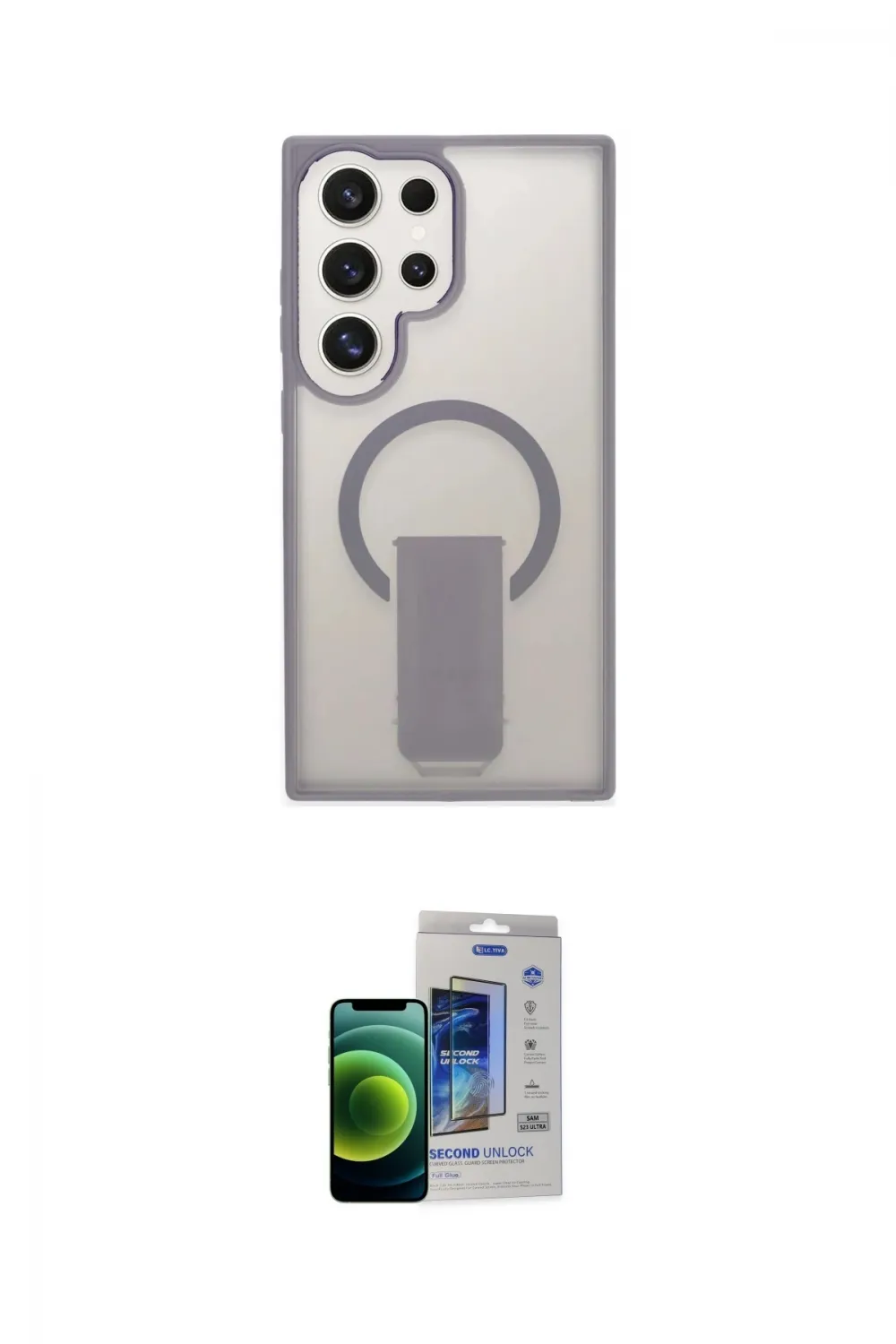 ieg™ Galaxy S23 Ultra Kılıf Pusula Doku Koleksiyonu - Siyah Durable Full Glue Curved Cam
