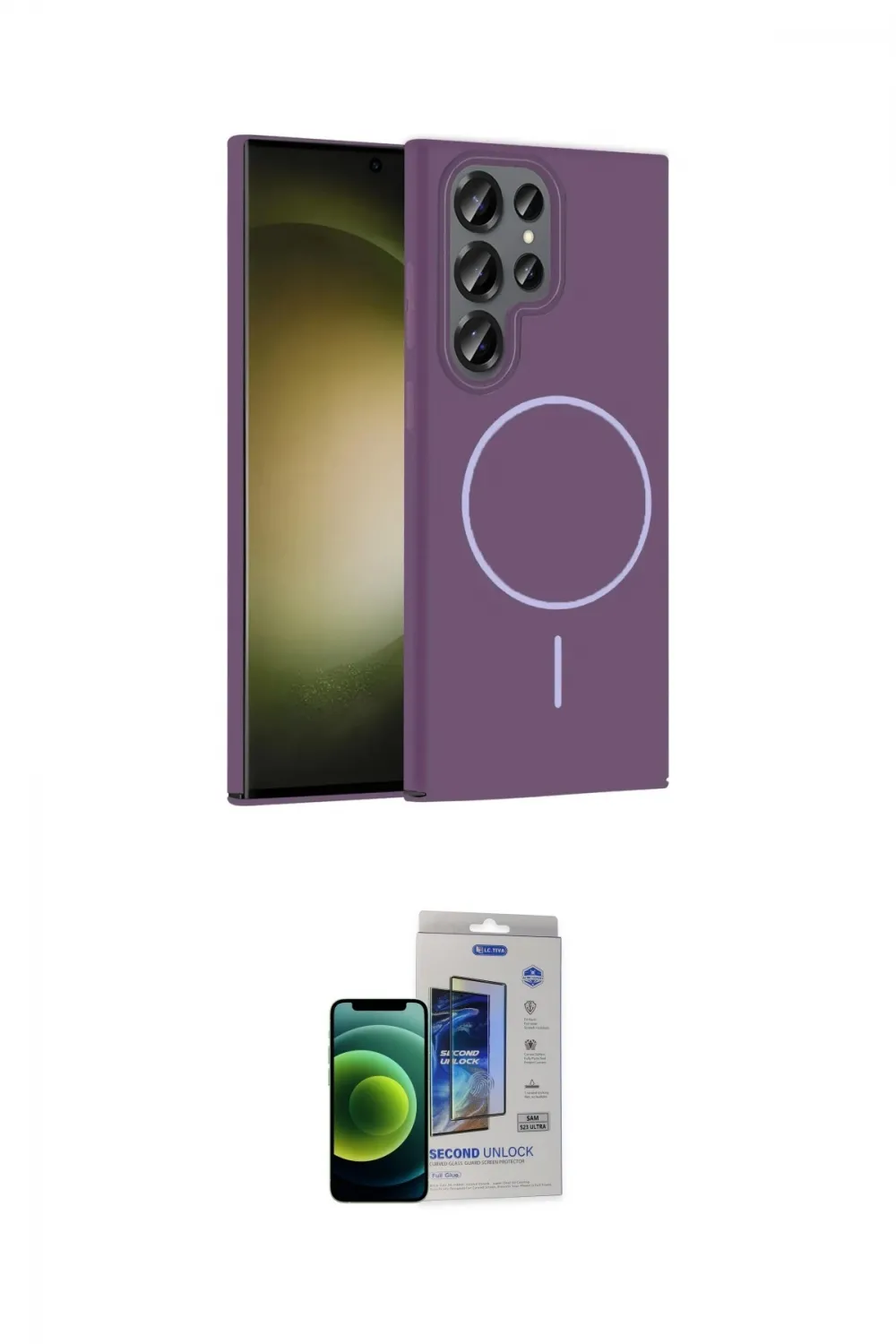 ieg™ Galaxy S23 Ultra Kılıf Siluet Doku Özel Seri - Siyah Durable Full Glue Curved Cam
