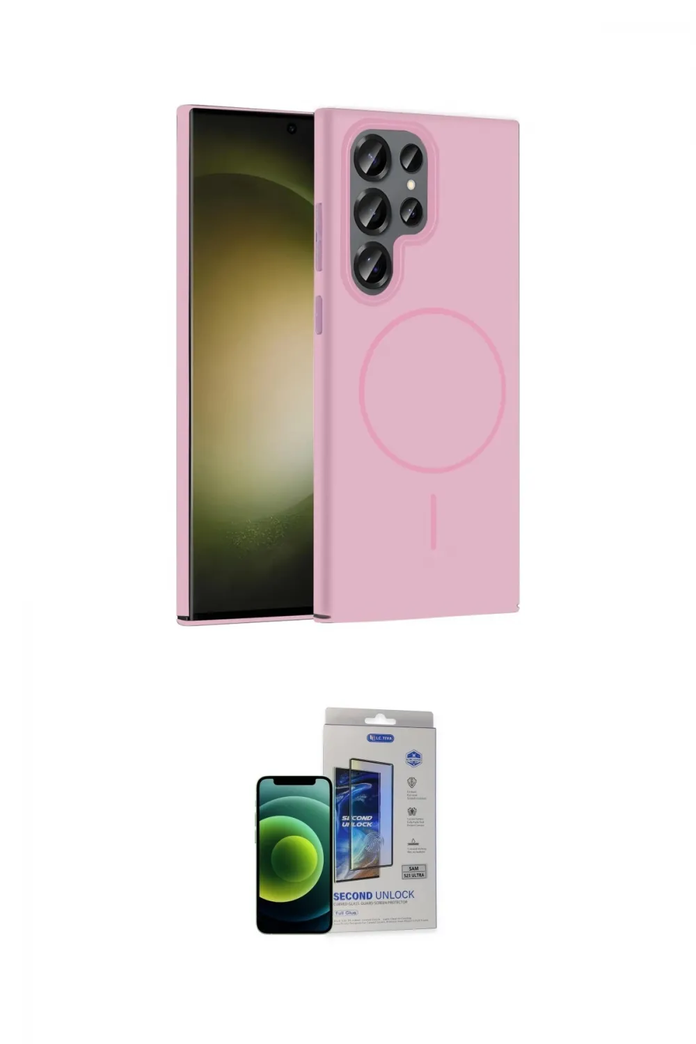 ieg™ Galaxy S23 Ultra Kılıf Siluet Doku Özel Seri - Siyah Durable Full Glue Curved Cam