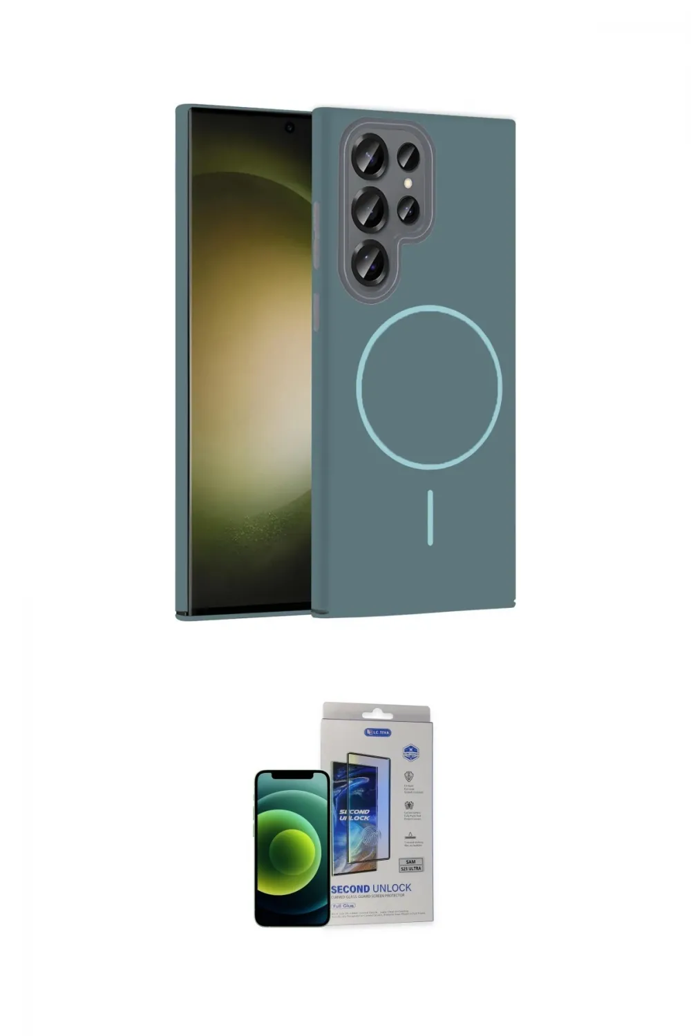 ieg™ Galaxy S23 Ultra Kılıf Siluet Doku Özel Seri - Siyah Durable Full Glue Curved Cam