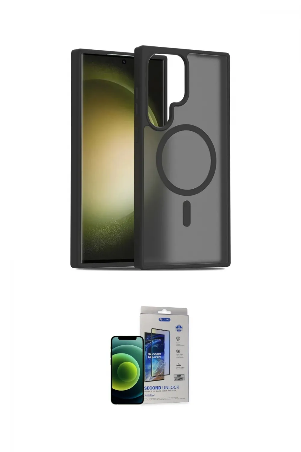 ieg™ Galaxy S23 Ultra Kılıf Siluet Minimal Prime - Siyah Durable Full Glue Curved Cam