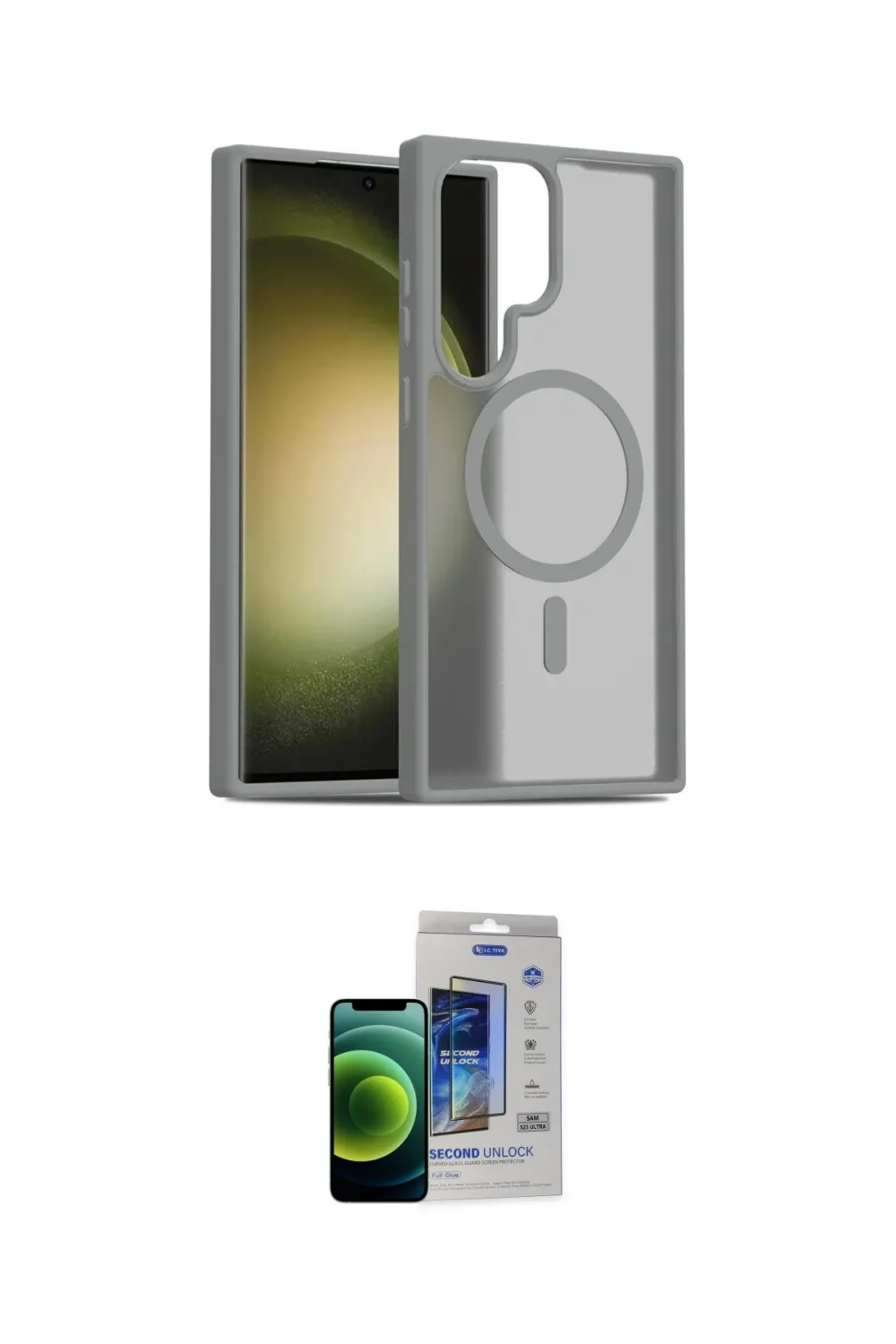 ieg™ Galaxy S23 Ultra Kılıf Siluet Minimal Prime - Siyah Durable Full Glue Curved Cam