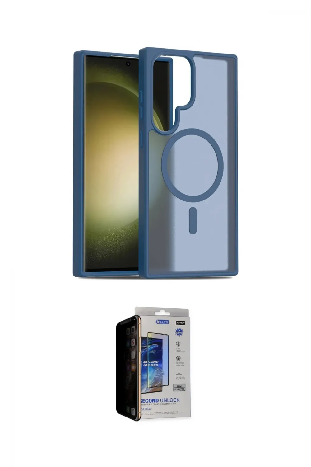 ieg™ Galaxy S23 Ultra Kılıf Siluet Minimal Prime - Siyah Durable Full Glue Curved Hayalet Cam