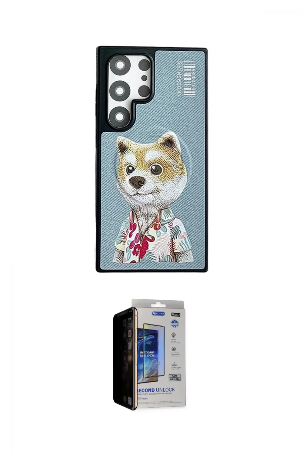 ieg™ Galaxy S23 Ultra Kılıf Siluet Modern Özel Seri - Siyah Durable Full Glue Curved Hayalet Cam
