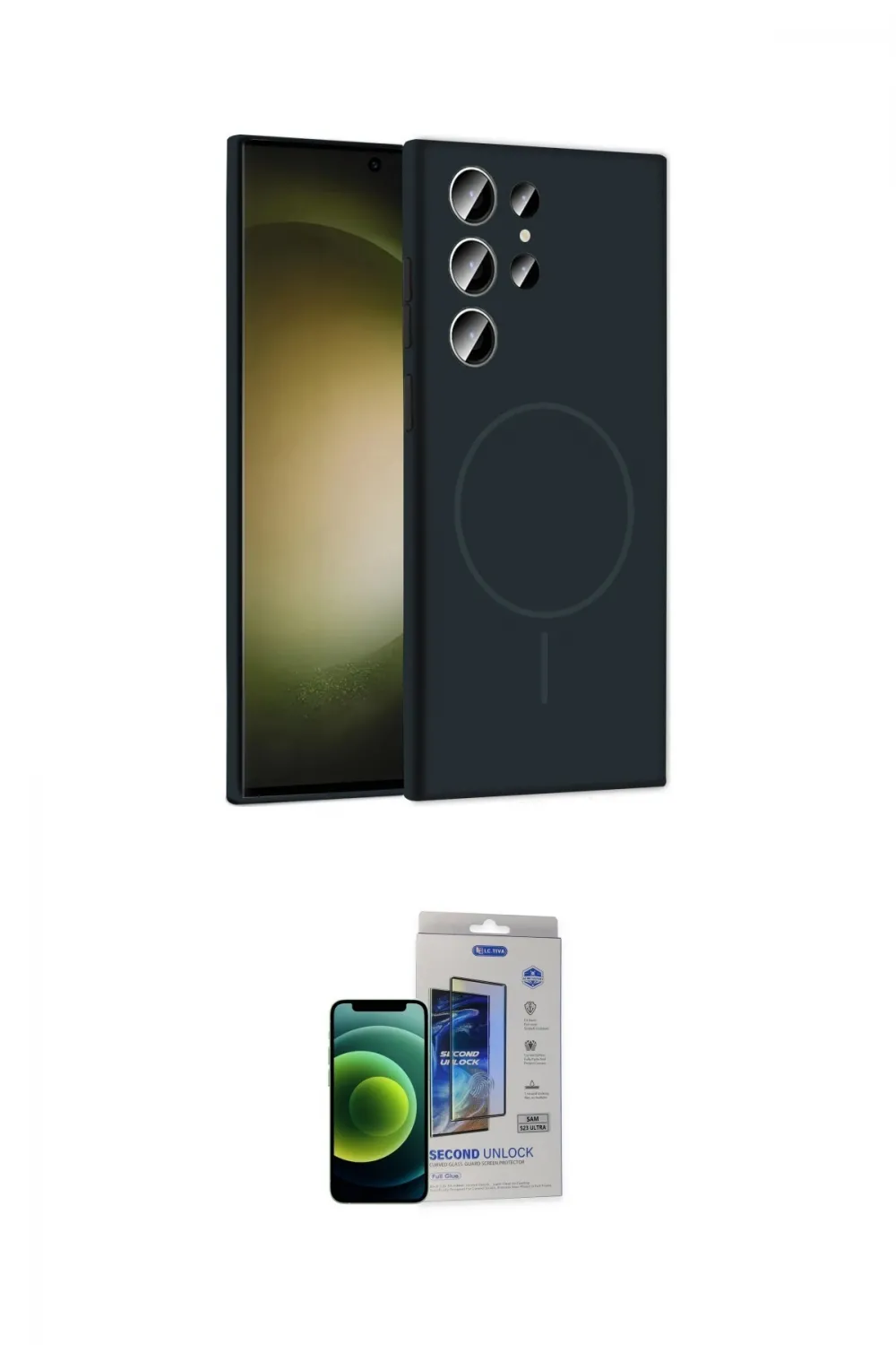 ieg™ Galaxy S23 Ultra Kılıf Yankı Form Serisi - Siyah Durable Full Glue Curved Cam