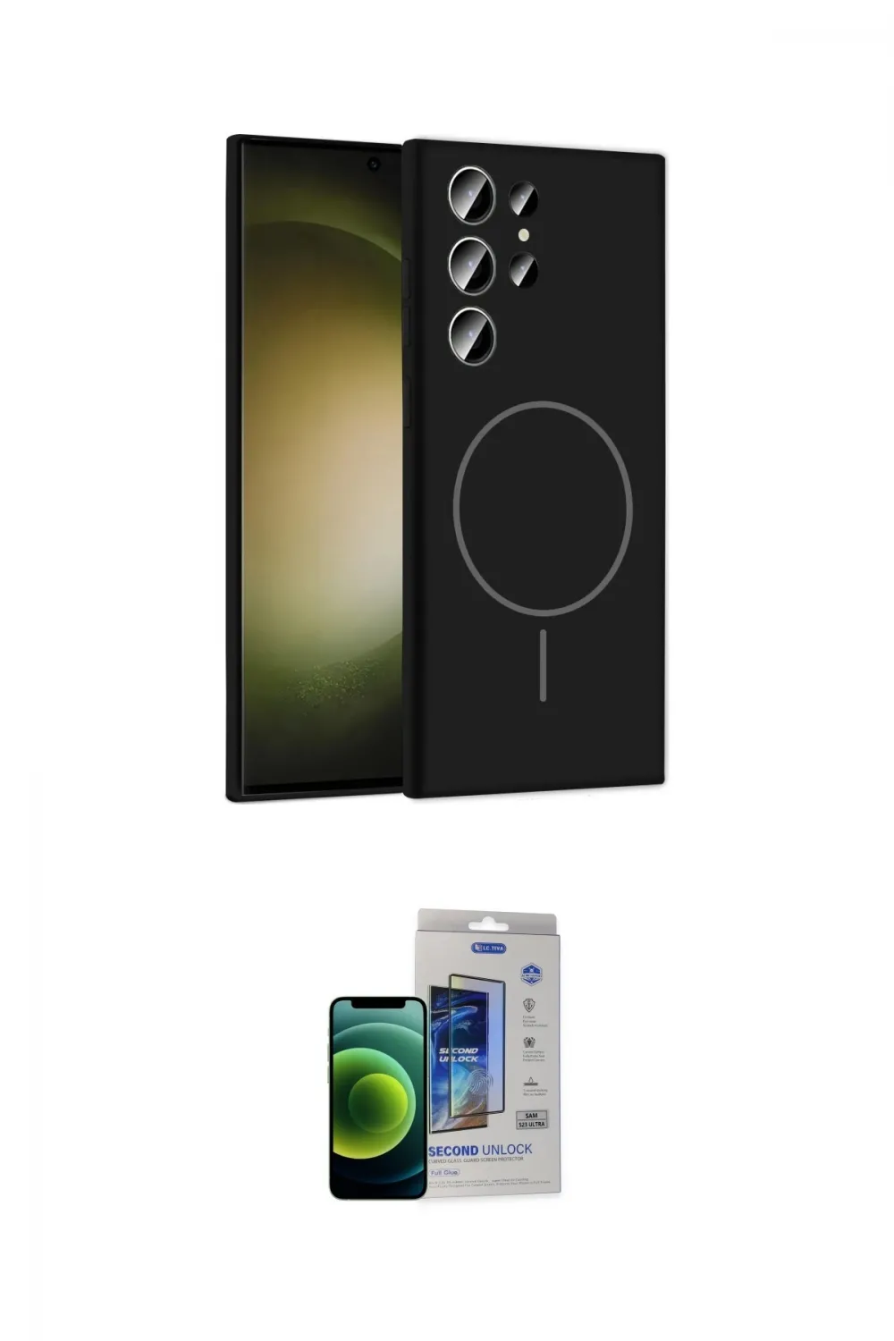 ieg™ Galaxy S23 Ultra Kılıf Yankı Form Serisi - Siyah Durable Full Glue Curved Cam