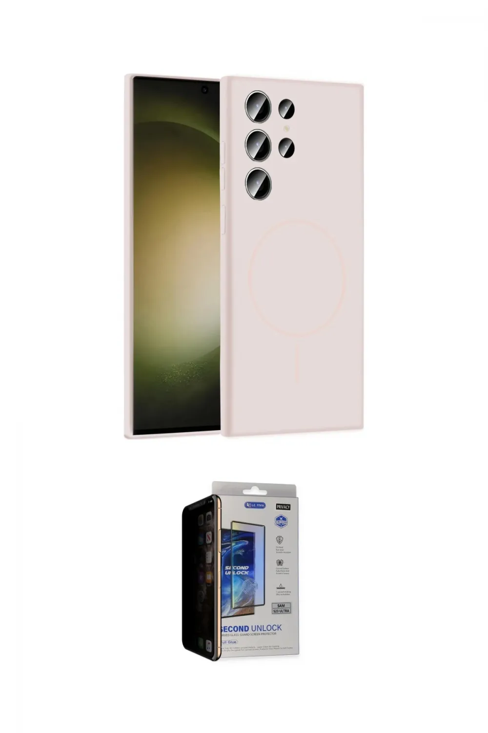 ieg™ Galaxy S23 Ultra Kılıf Yankı Form Serisi - Siyah Durable Full Glue Curved Hayalet Cam
