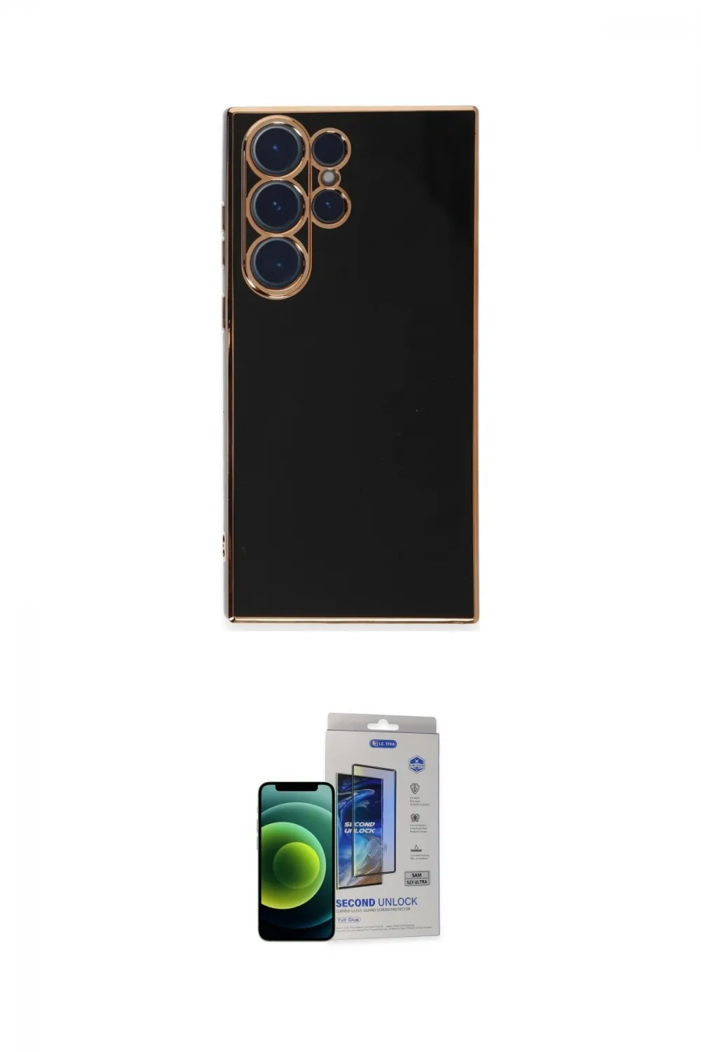 ieg™ Galaxy S23 Ultra Kılıf Yankı Serisi - Siyah Durable Full Glue Curved Cam