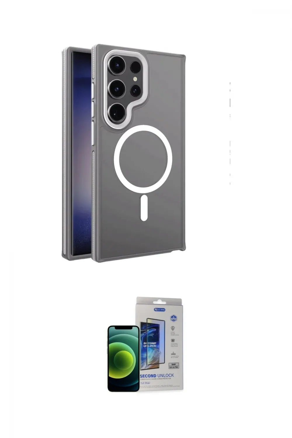 ieg™ Galaxy S23 Ultra Kılıf Yörünge Klasik - Siyah Durable Full Glue Curved Cam