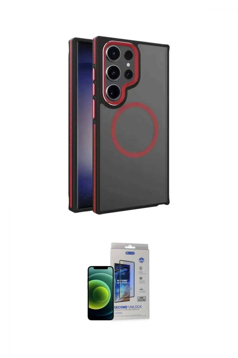 ieg™ Galaxy S23 Ultra Kılıf Yörünge Klasik - Siyah Durable Full Glue Curved Cam