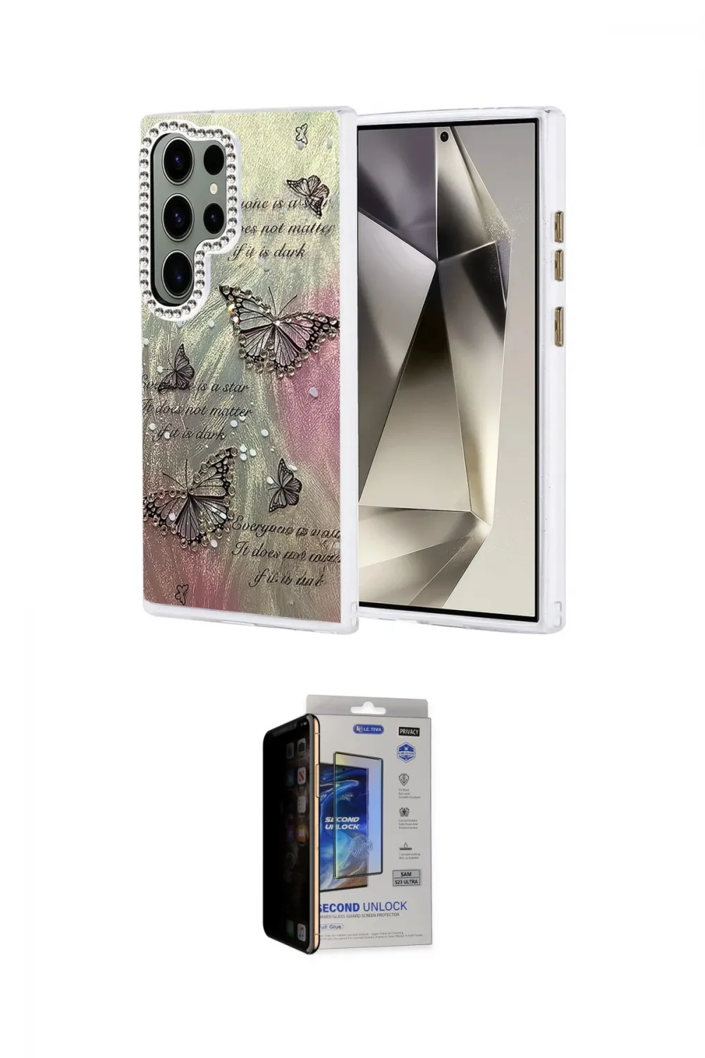 ieg™ Galaxy S23 Ultra Kılıf Zirve Modern Prime - Siyah Durable Full Glue Curved Hayalet Cam