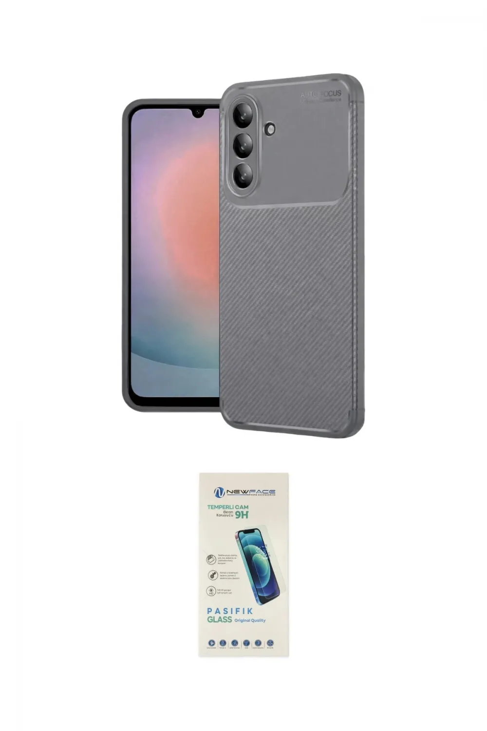 ieg™ Galaxy S24 FE Kılıf Eksen Form Prime - Şeffaf Pasifik Cam Ekran Koruyucu