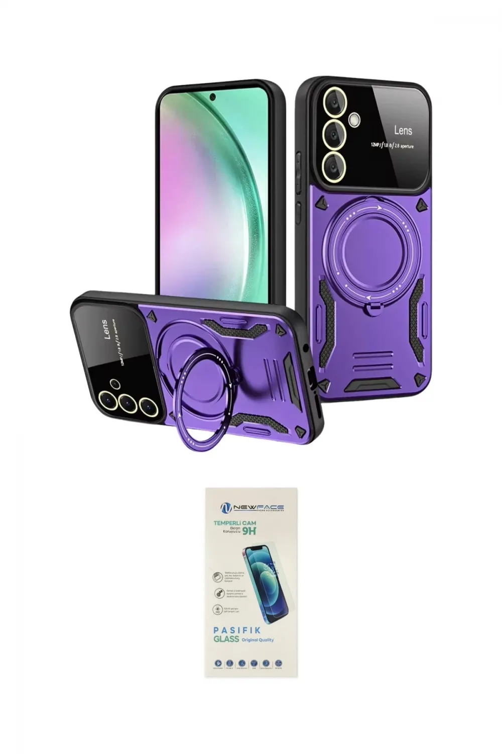 ieg™ Galaxy S24 FE Kılıf Kıvılcım Modern Serisi - Şeffaf Pasifik Cam Ekran Koruyucu