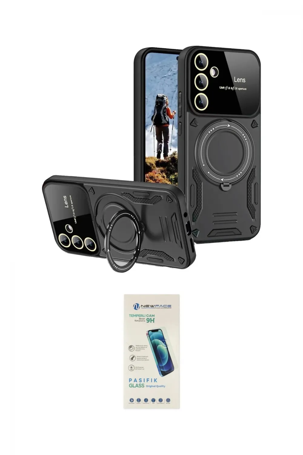 ieg™ Galaxy S24 FE Kılıf Kıvılcım Modern Serisi - Şeffaf Pasifik Cam Ekran Koruyucu