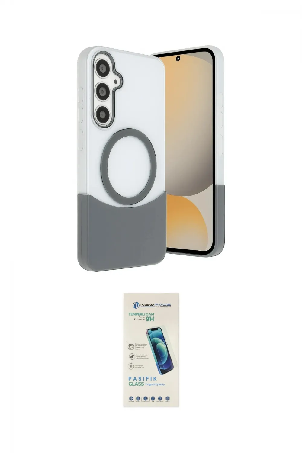 ieg™ Galaxy S24 FE Kılıf Kozmos Form Özel Seri - Şeffaf Pasifik Cam Ekran Koruyucu