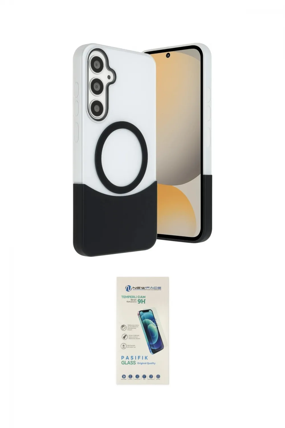 ieg™ Galaxy S24 FE Kılıf Kozmos Form Özel Seri - Şeffaf Pasifik Cam Ekran Koruyucu