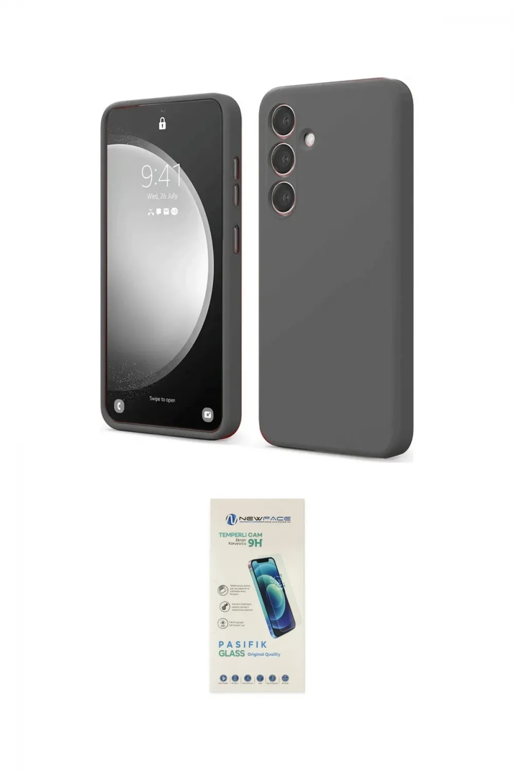 ieg™ Galaxy S24 FE Kılıf Kozmos Yansıma Özel Seri - Şeffaf Pasifik Cam Ekran Koruyucu
