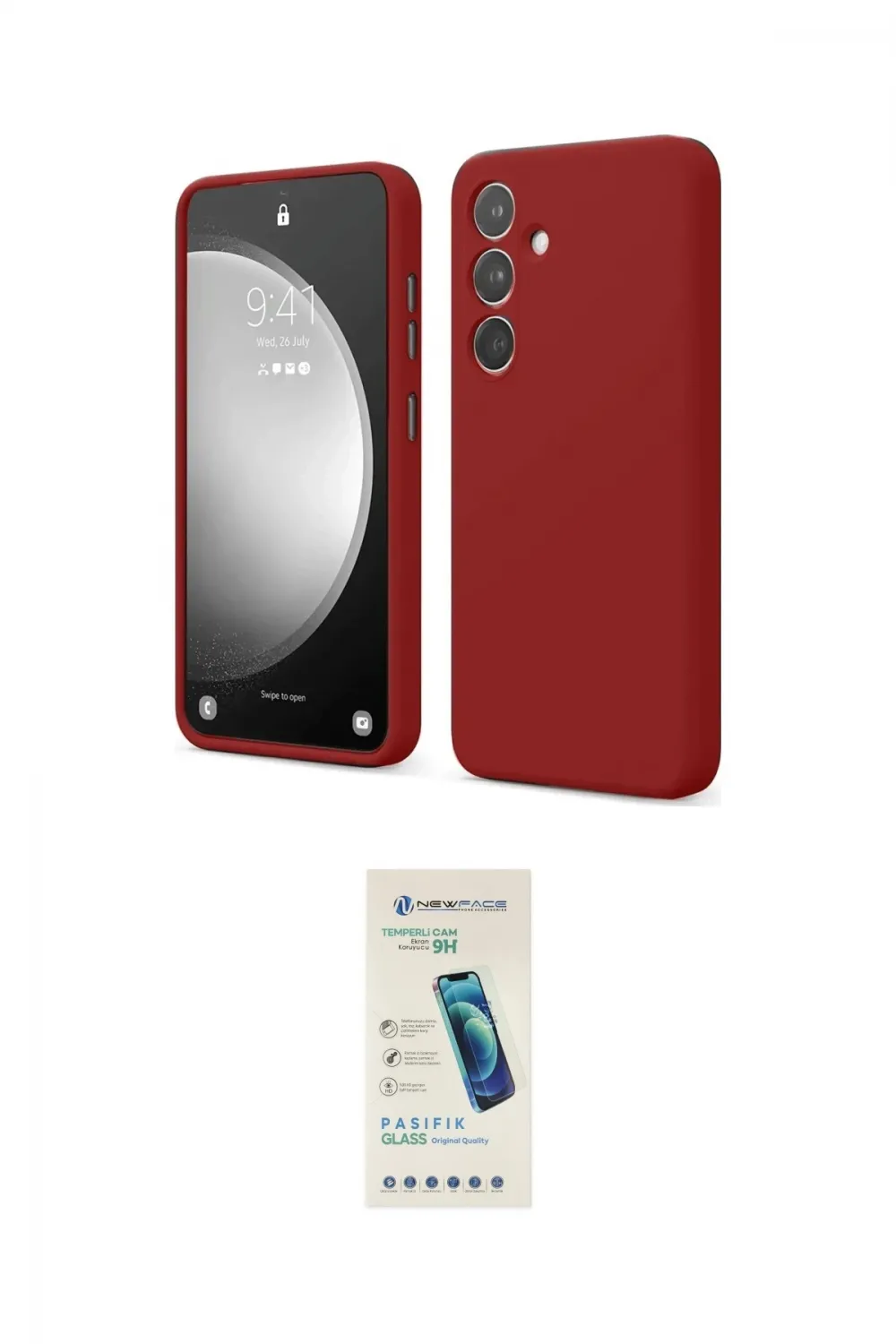 ieg™ Galaxy S24 FE Kılıf Kozmos Yansıma Özel Seri - Şeffaf Pasifik Cam Ekran Koruyucu