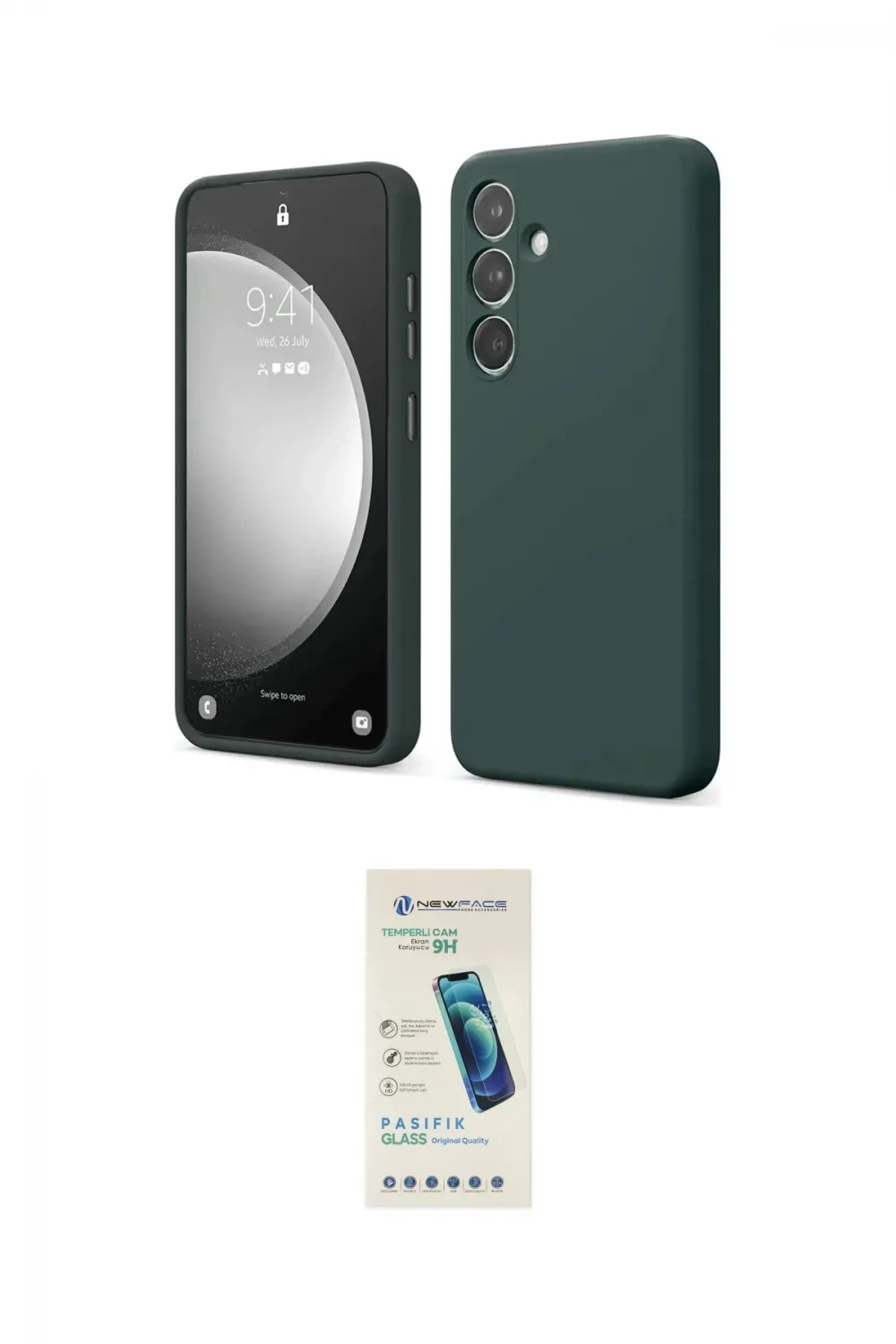 ieg™ Galaxy S24 FE Kılıf Kozmos Yansıma Özel Seri - Şeffaf Pasifik Cam Ekran Koruyucu