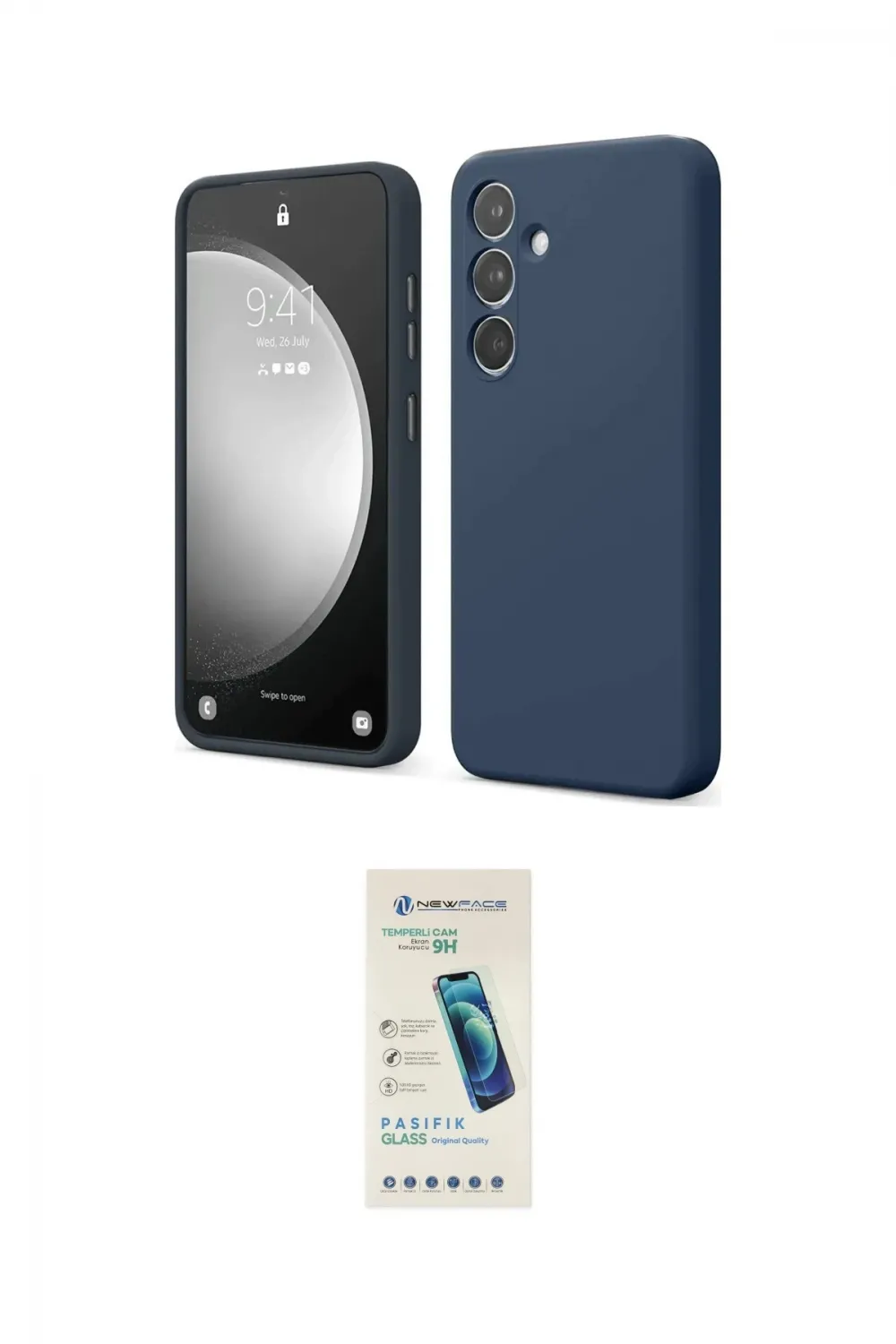 ieg™ Galaxy S24 FE Kılıf Kozmos Yansıma Özel Seri - Şeffaf Pasifik Cam Ekran Koruyucu