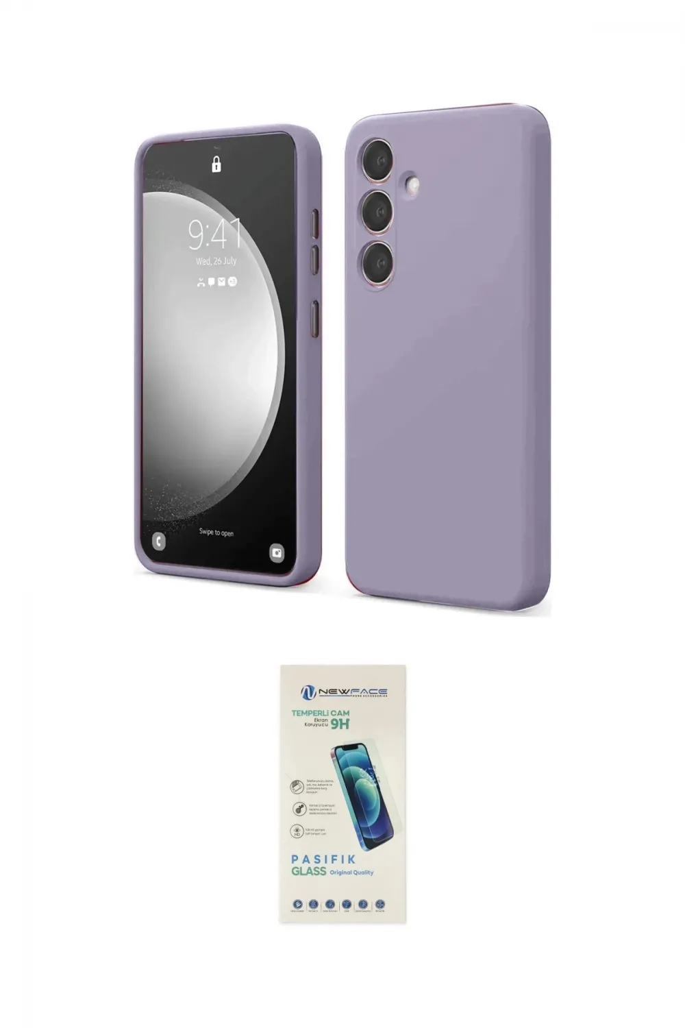 ieg™ Galaxy S24 FE Kılıf Kozmos Yansıma Özel Seri - Şeffaf Pasifik Cam Ekran Koruyucu