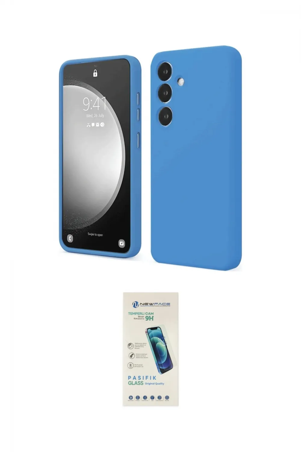 ieg™ Galaxy S24 FE Kılıf Kozmos Yansıma Özel Seri - Şeffaf Pasifik Cam Ekran Koruyucu