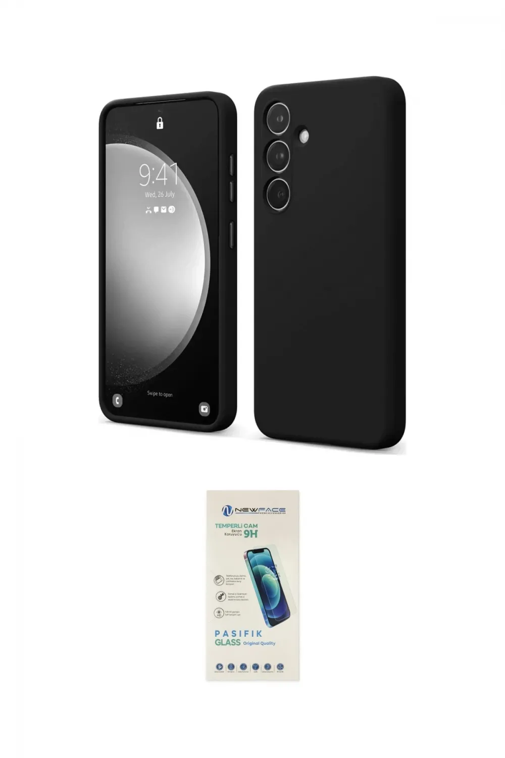 ieg™ Galaxy S24 FE Kılıf Kozmos Yansıma Özel Seri - Şeffaf Pasifik Cam Ekran Koruyucu