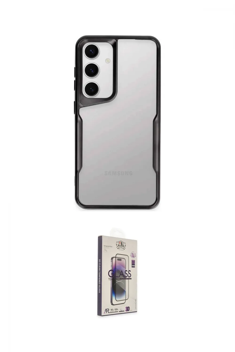 ieg™ Galaxy S24 Kılıf Akış Çizgi Koleksiyonu - Siyah Bilvis 3D Cam Ekran Koruyucu