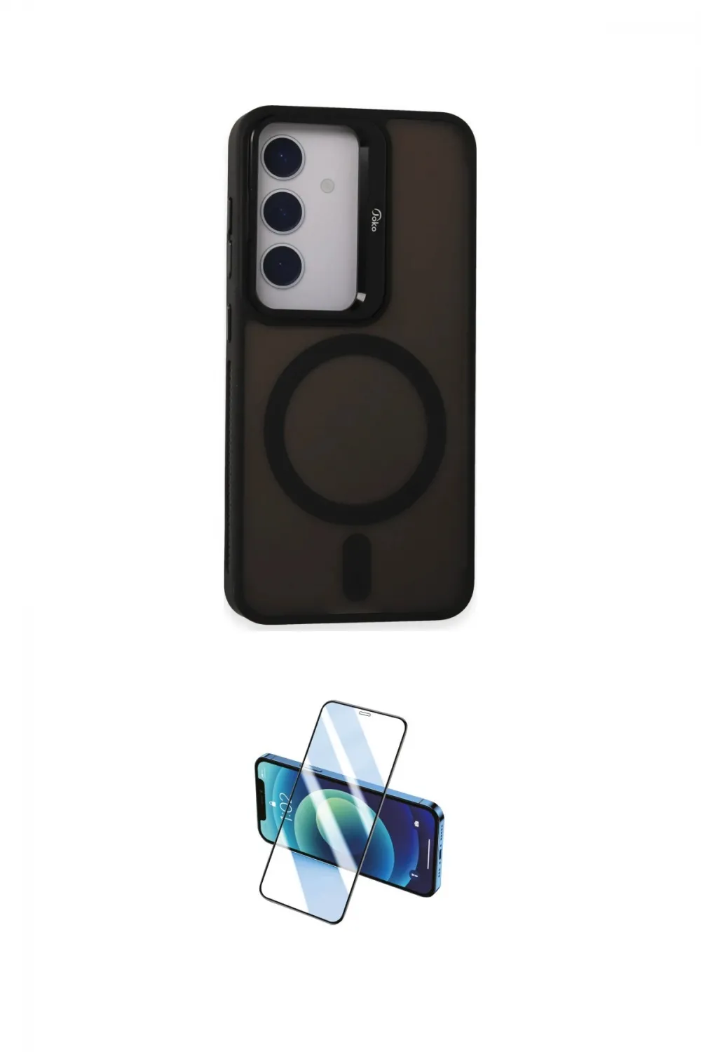 ieg™ Galaxy S24 Kılıf Akış Form - Siyah 3D Antistatik Cam Ekran Koruyucu