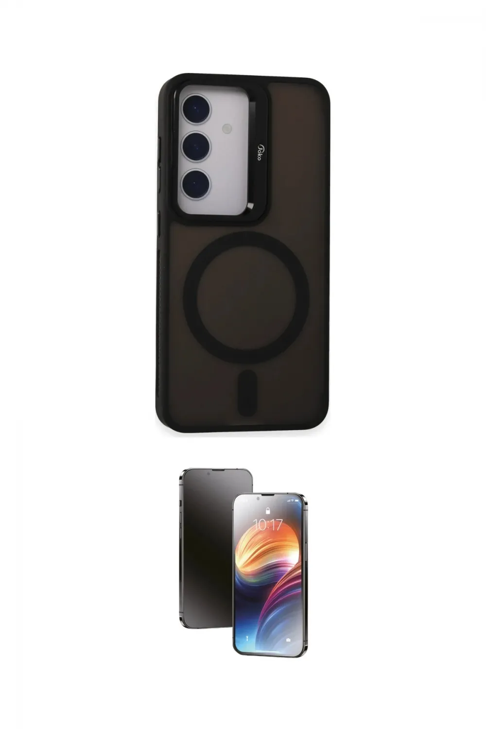 ieg™ Galaxy S24 Kılıf Akış Form - Siyah 3D Antistatik Mat Seramik Nano Ekran Koruyucu