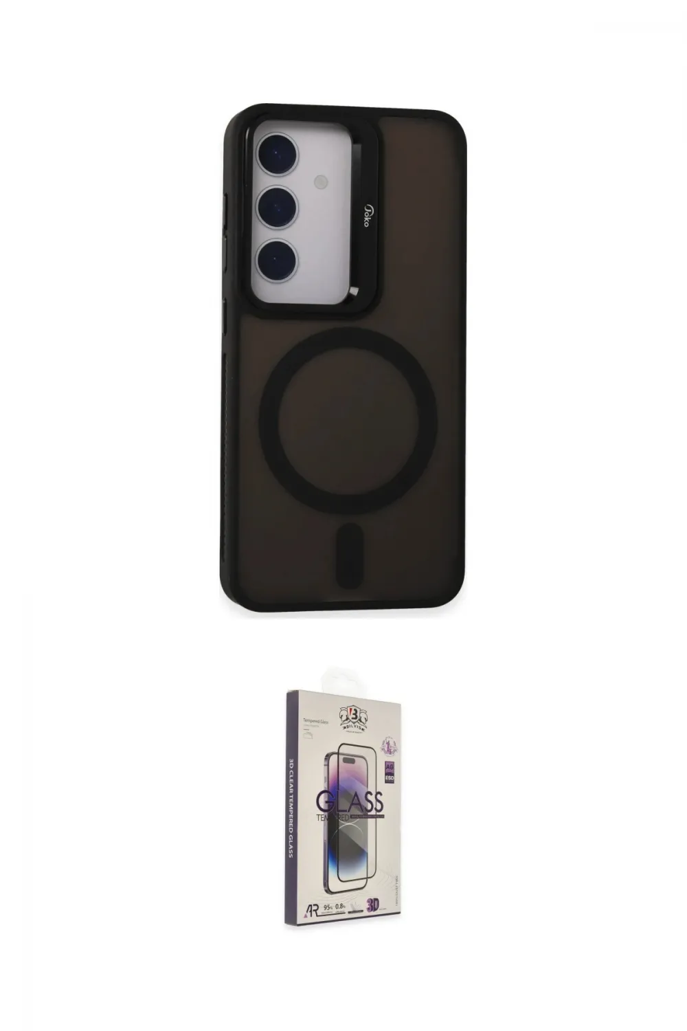 ieg™ Galaxy S24 Kılıf Akış Form - Siyah Bilvis 3D Cam Ekran Koruyucu