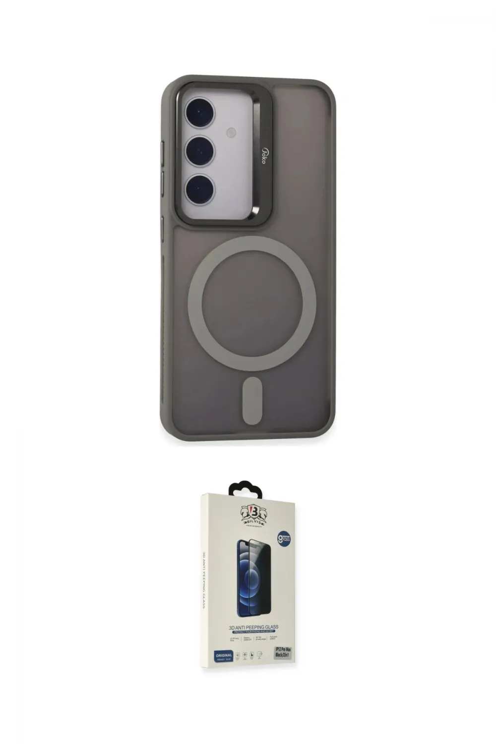 ieg™ Galaxy S24 Kılıf Akış Form - Siyah Bilvis Hayalet Cam Ekran Koruyucu