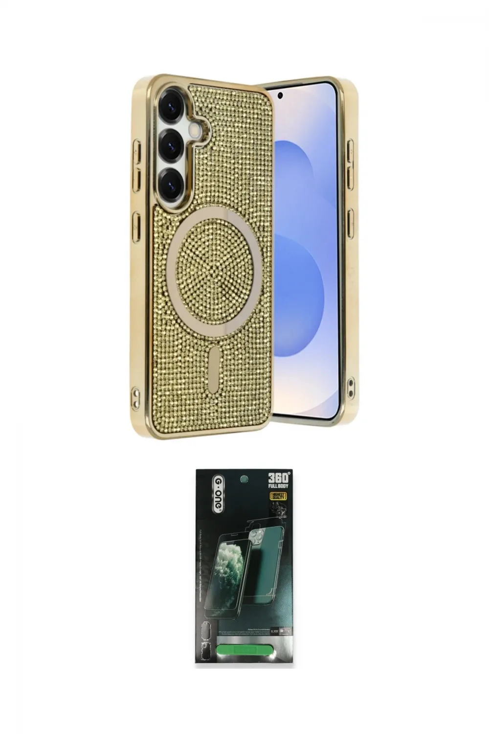 ieg™ Galaxy S24 Kılıf Eksen Çizgi - Şeffaf 360 Full Body Arka Koruyucu