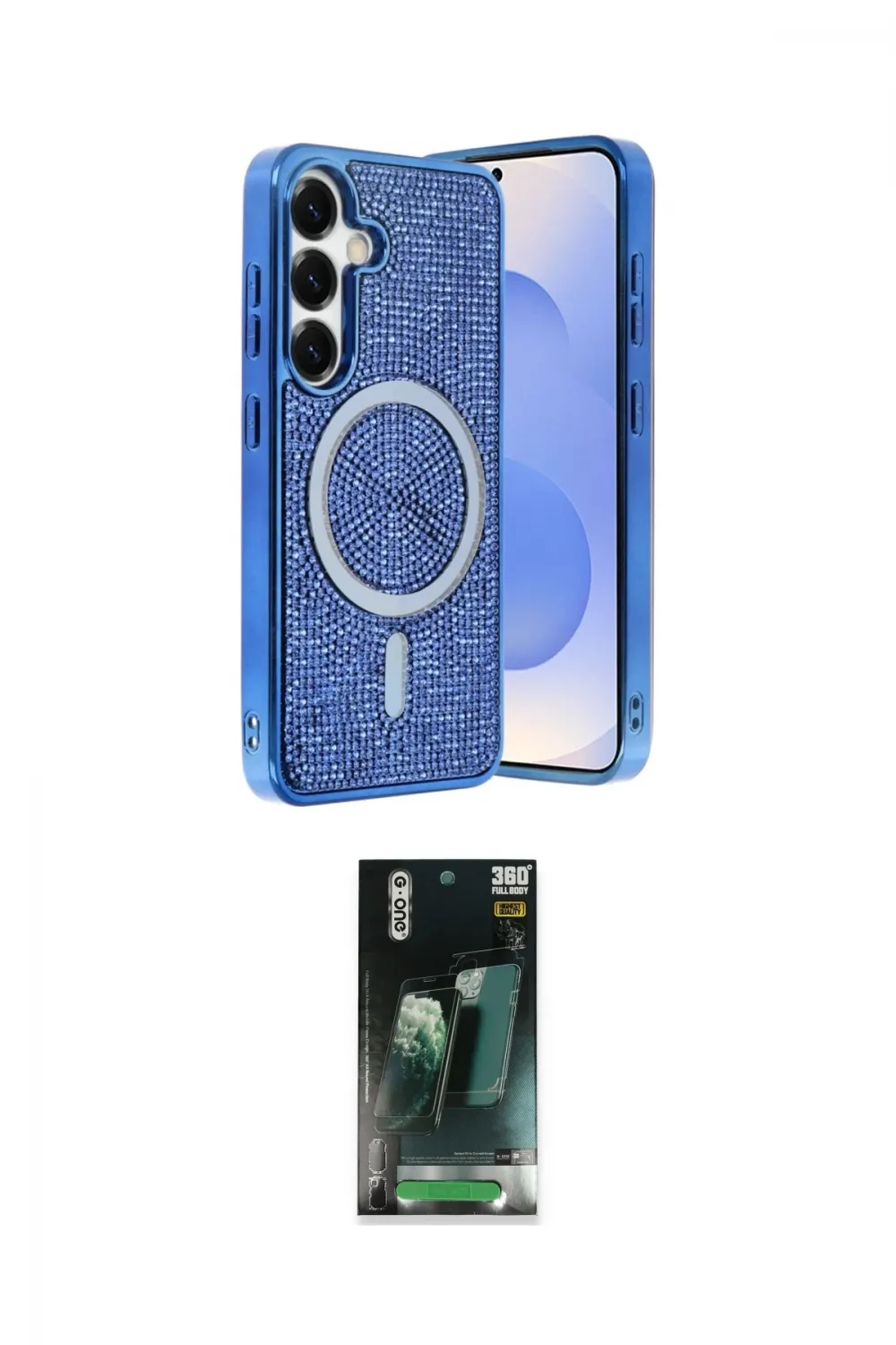 ieg™ Galaxy S24 Kılıf Eksen Çizgi - Şeffaf 360 Full Body Arka Koruyucu