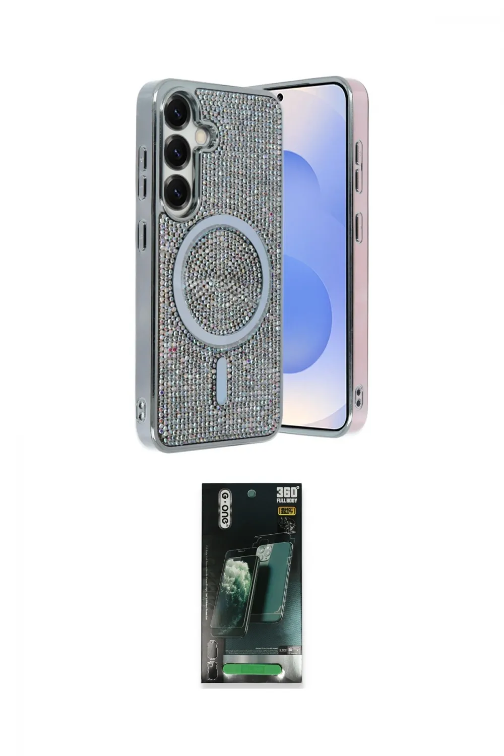 ieg™ Galaxy S24 Kılıf Eksen Çizgi - Şeffaf 360 Full Body Arka Koruyucu